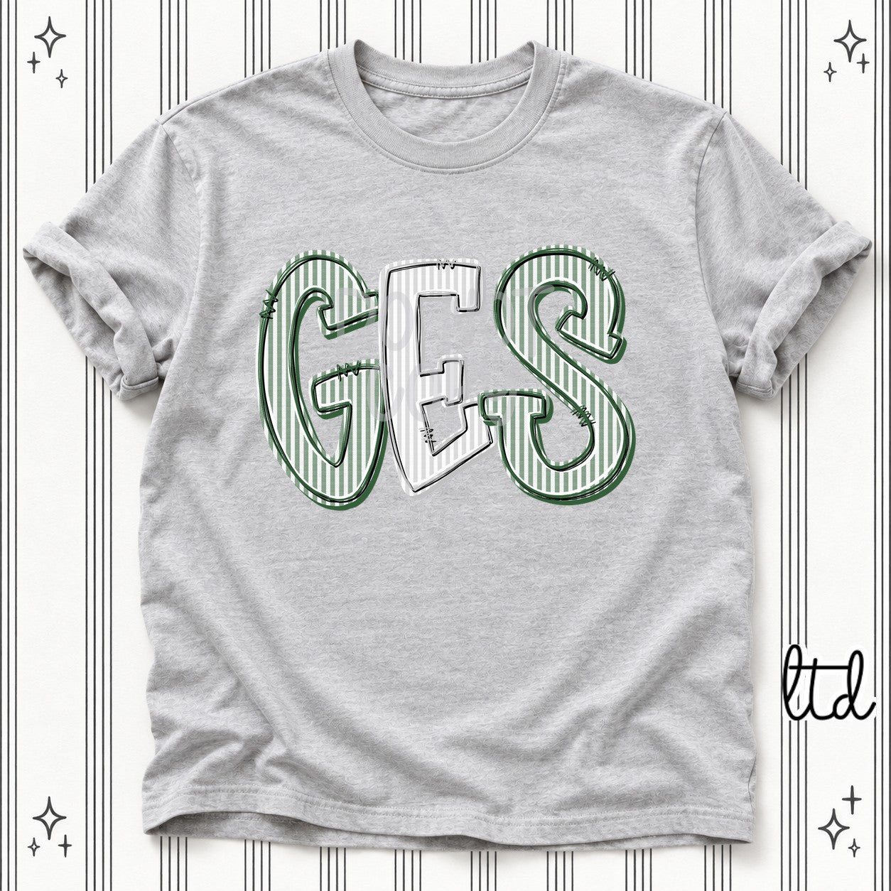 Seersucker Stack Initials GES Hunter Green Silver design
