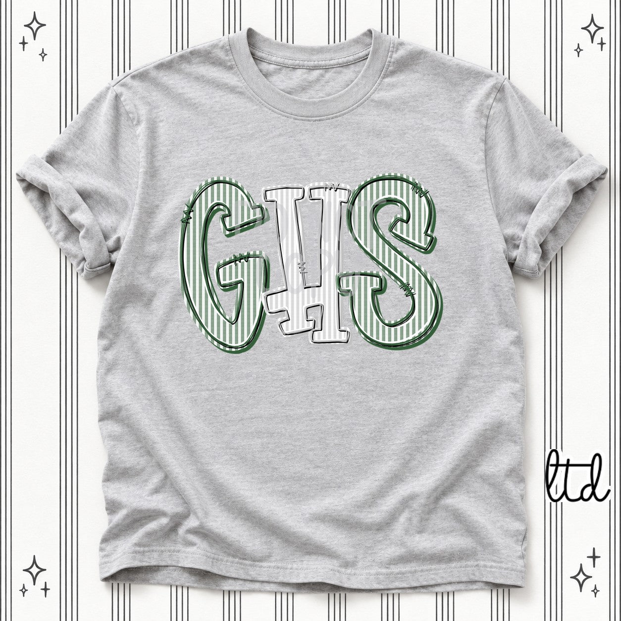 Seersucker Stack Initials GHS Hunter Green Silver design