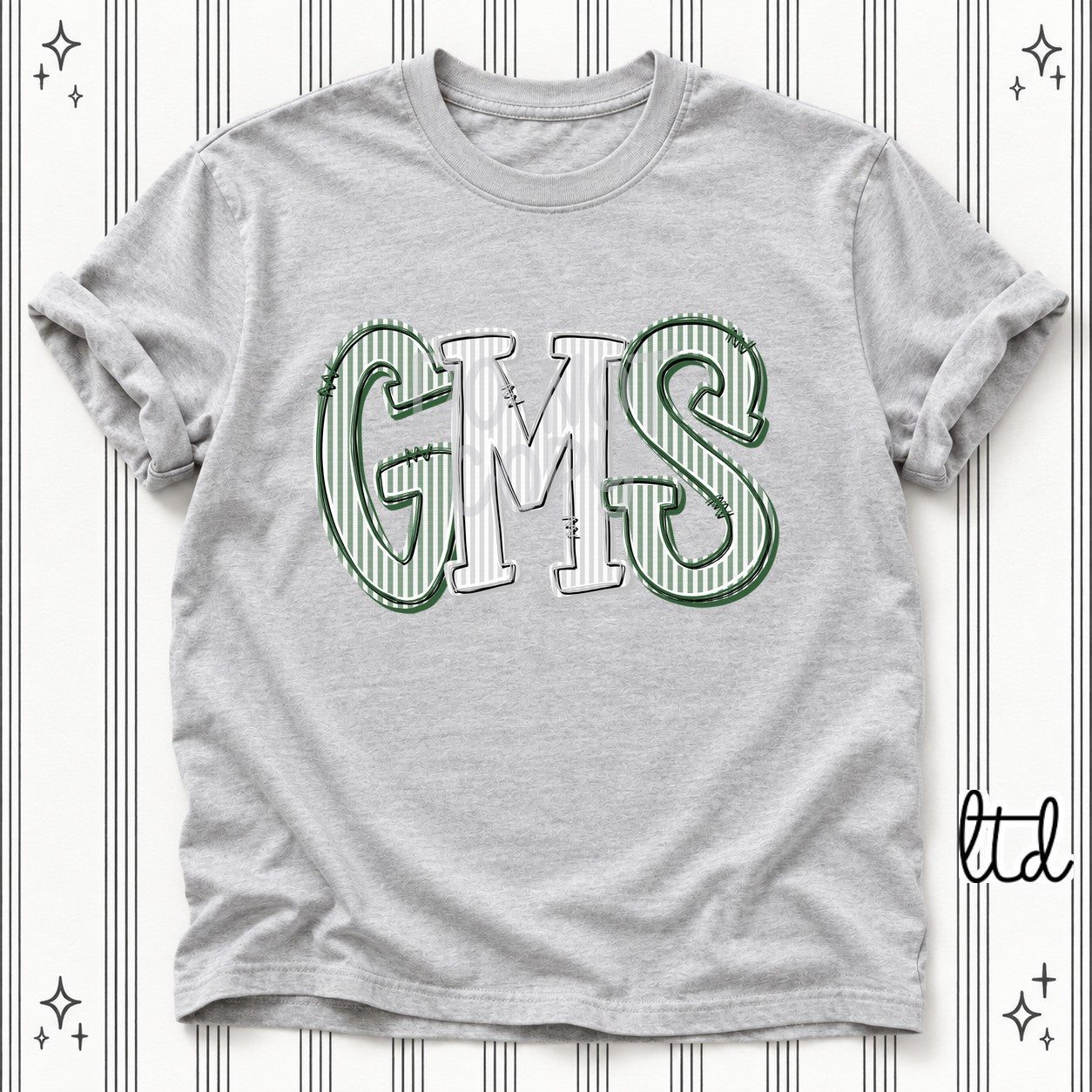 Seersucker Stack Initials GMS Hunter Green Silver design