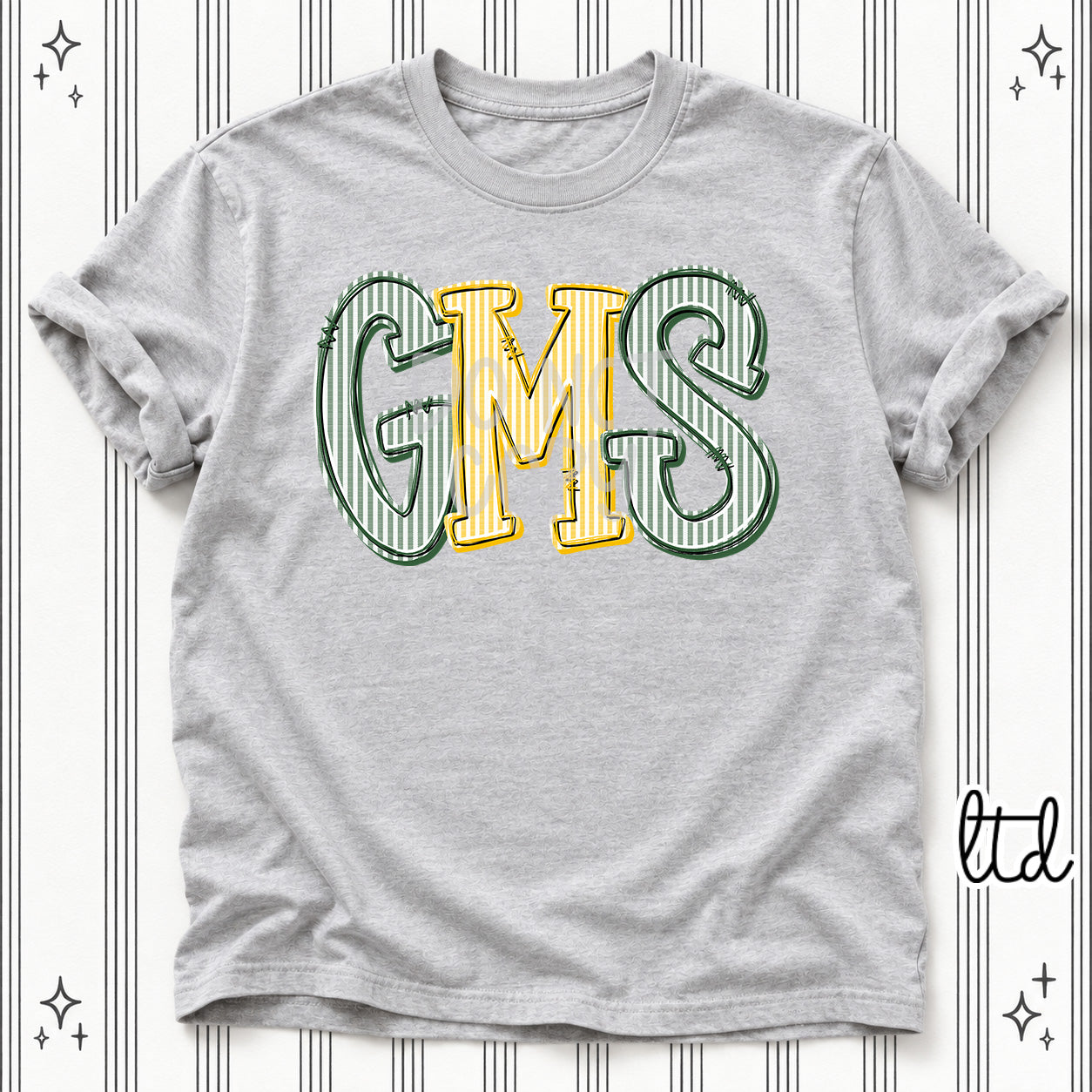 Seersucker Stack Initials GMS Hunter Green Yellow Gold design
