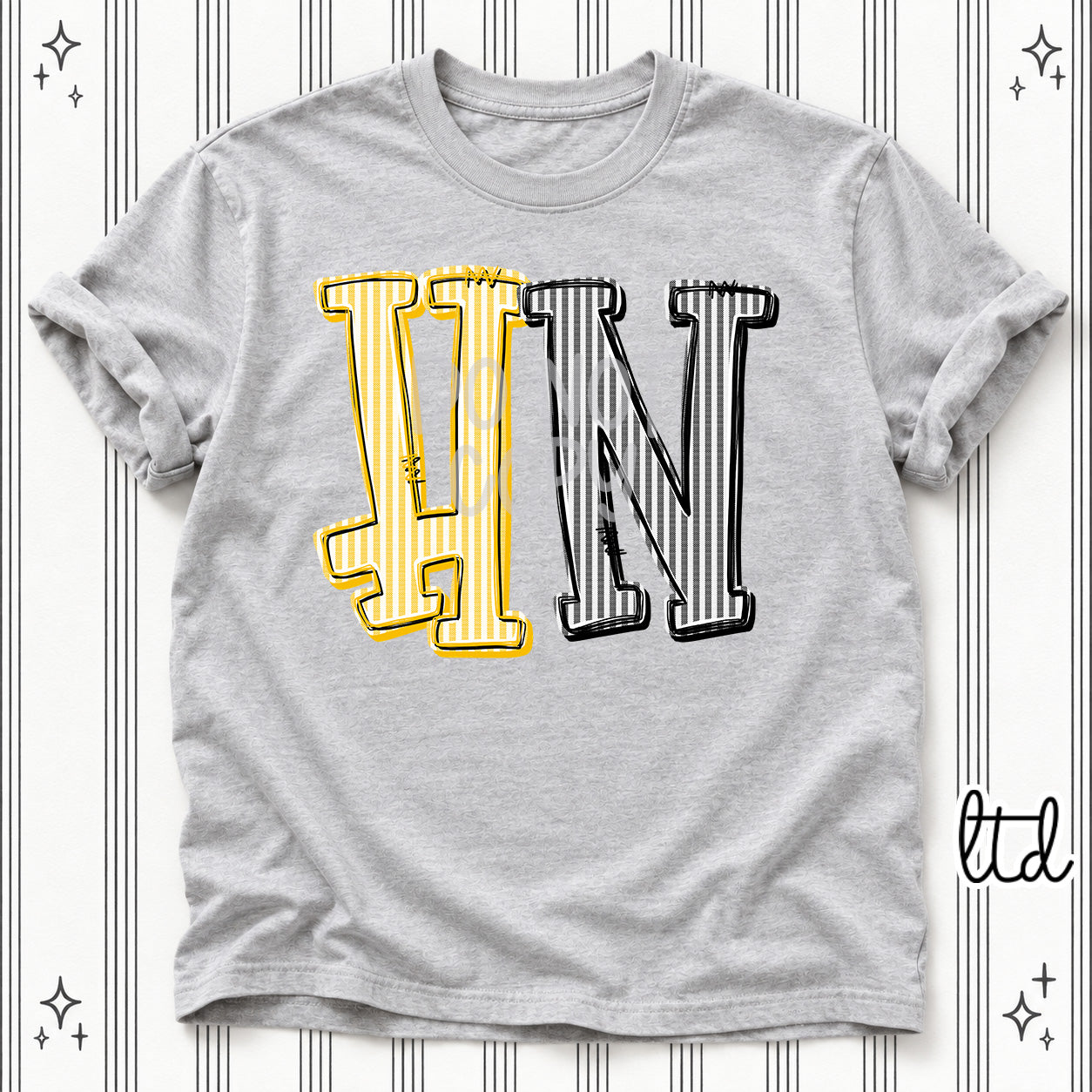 Seersucker Stack Initials HN Yellow Gold Black design
