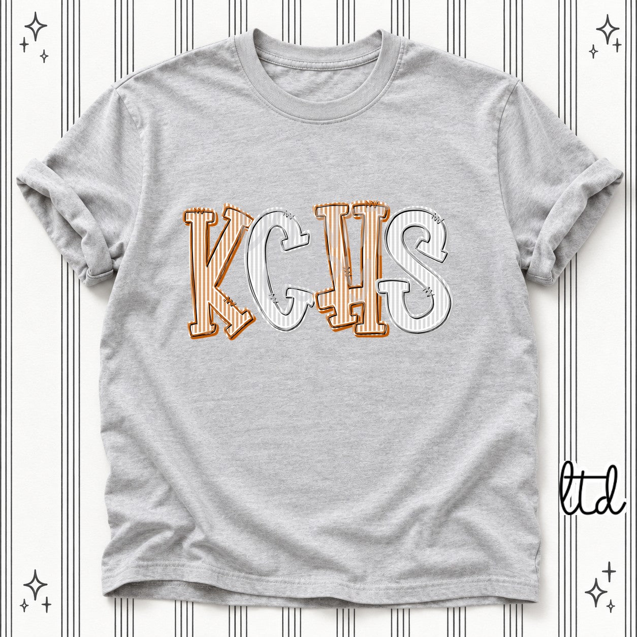 Seersucker Stack Initials KCHS Burnt Orange Silver design