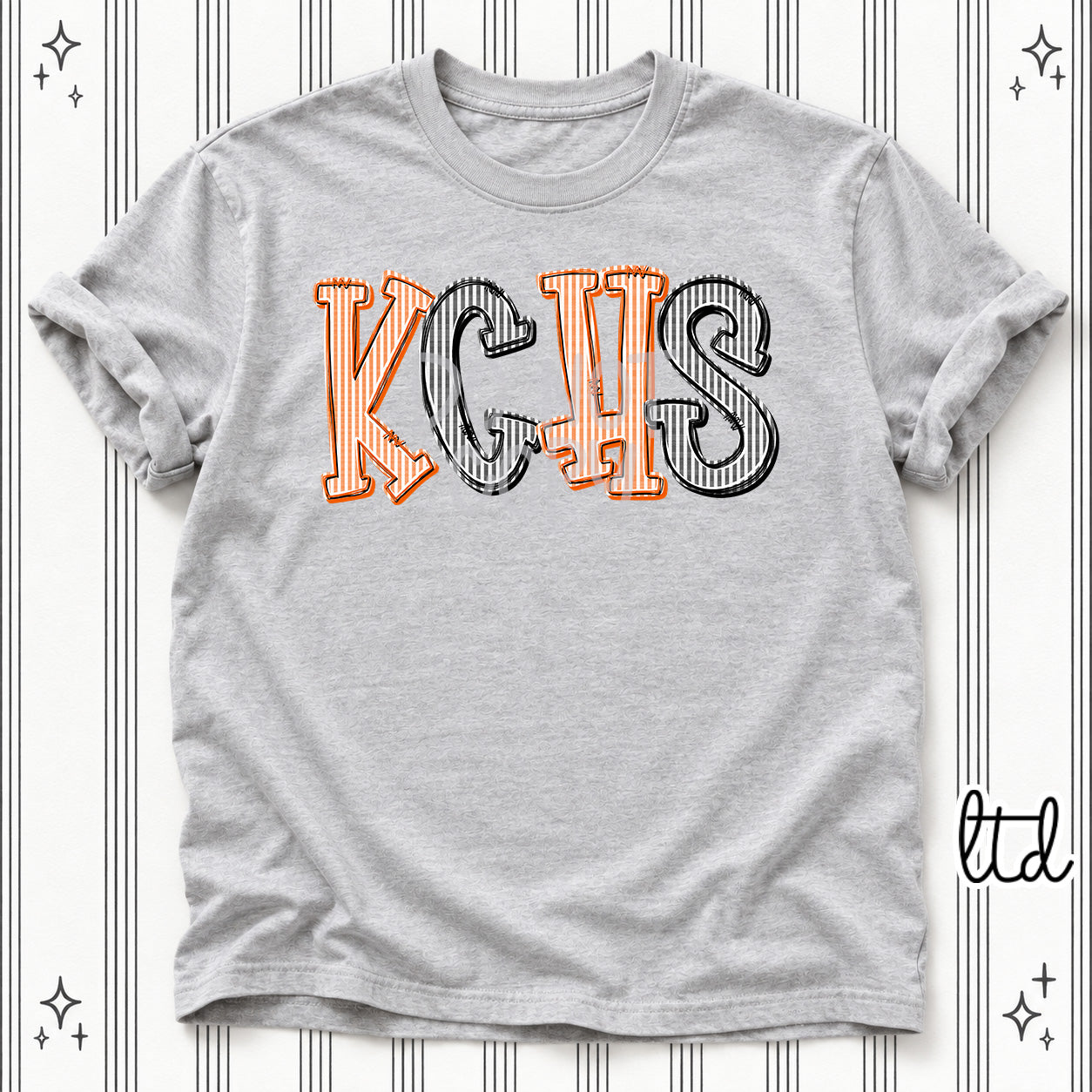 Seersucker Stack Initials KCHS Orange Black design