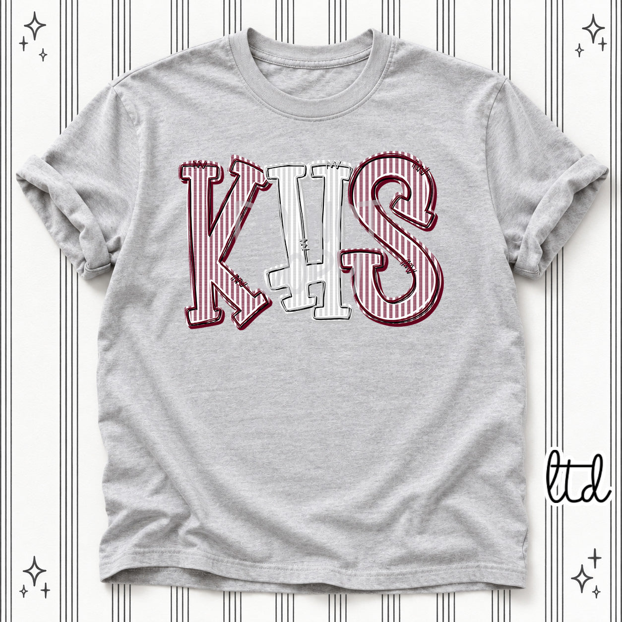Seersucker Stack Initials KHS Maroon Silver design