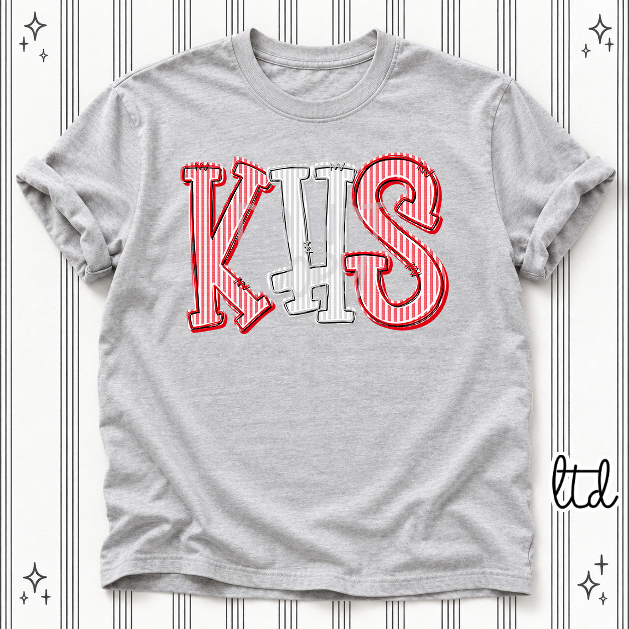 Seersucker Stack Initials KHS Red Silver design