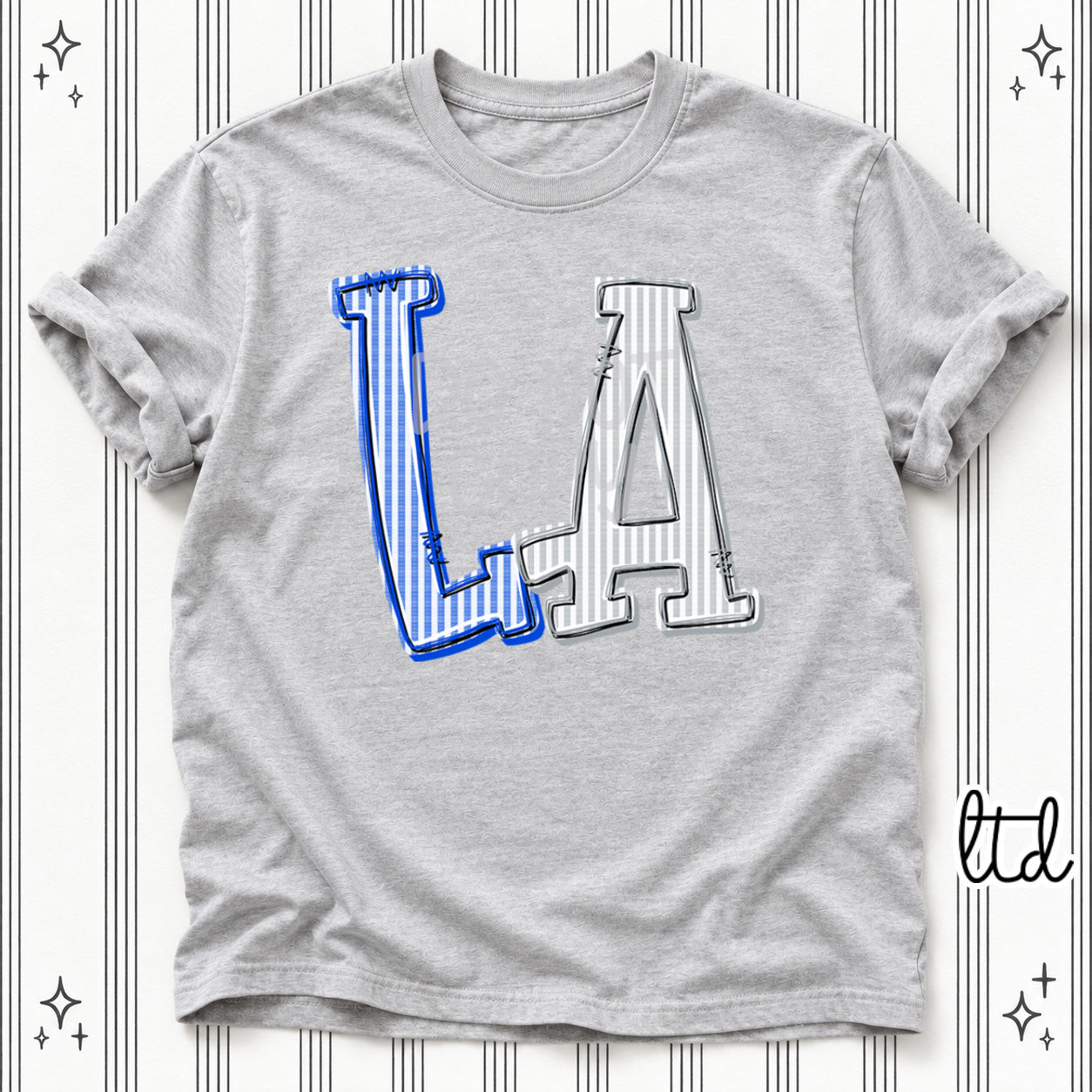 Seersucker Stack Initials LA Royal Blue Grey design
