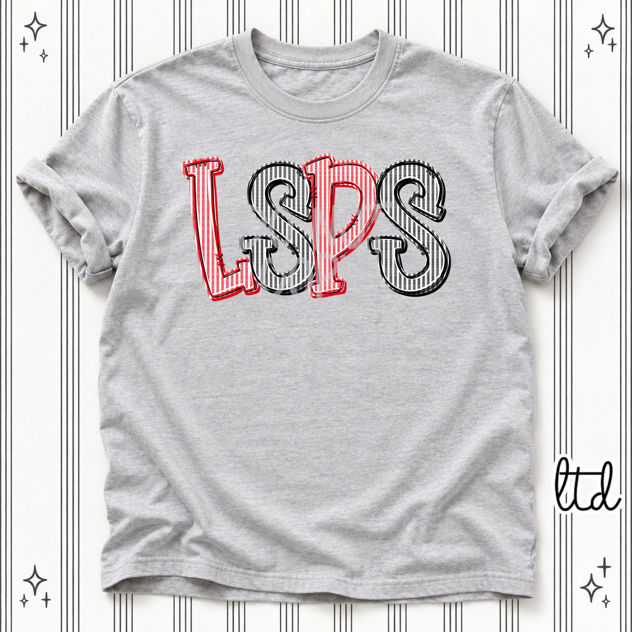 Seersucker Stack Initials LSPS Red Black design