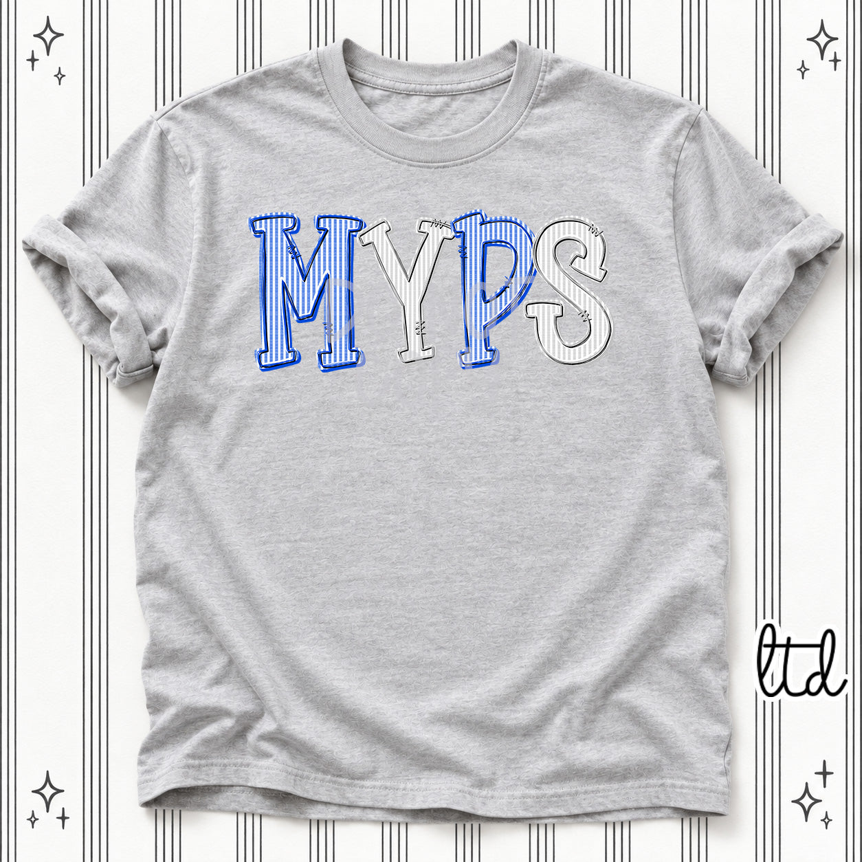 Seersucker Stack Initials MYPS Royal Blue Silver design