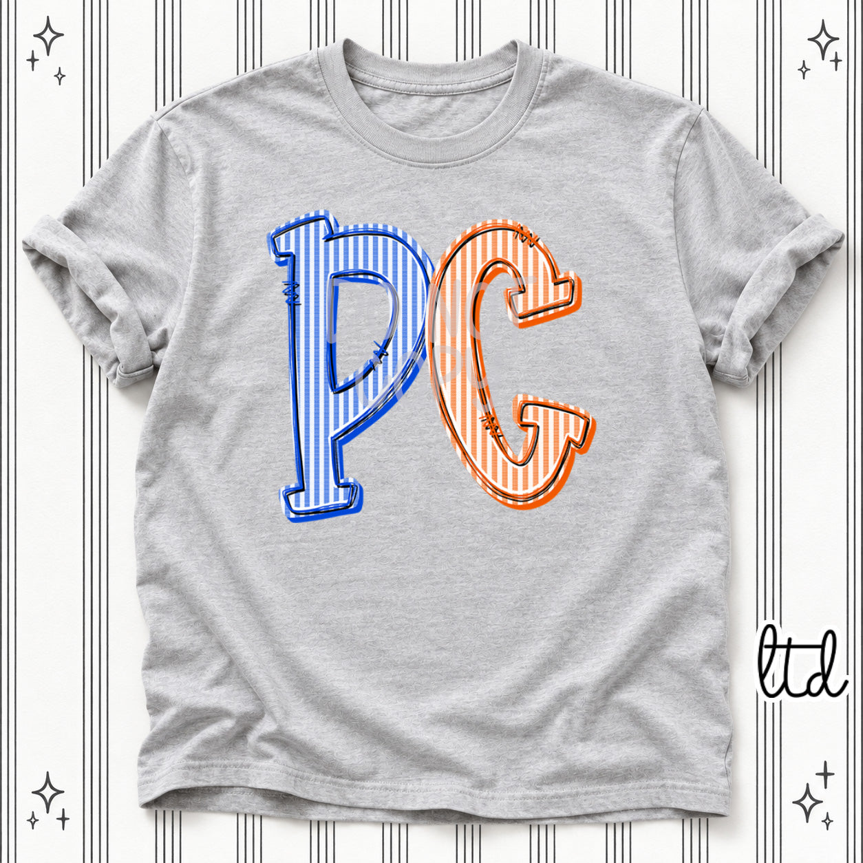 Seersucker Stack Initials PC Royal Blue Orange design