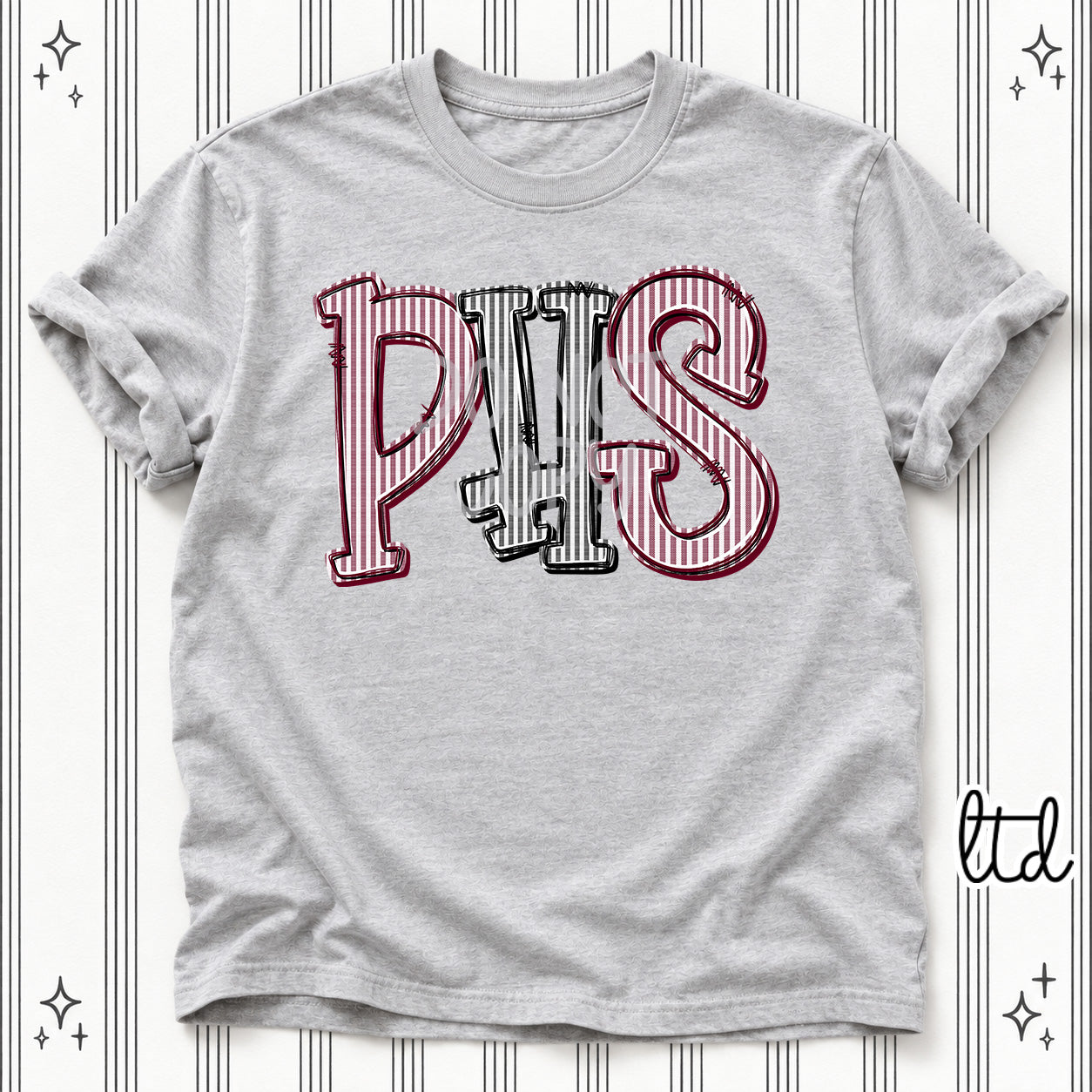Seersucker Stack Initials PHS Maroon Black design