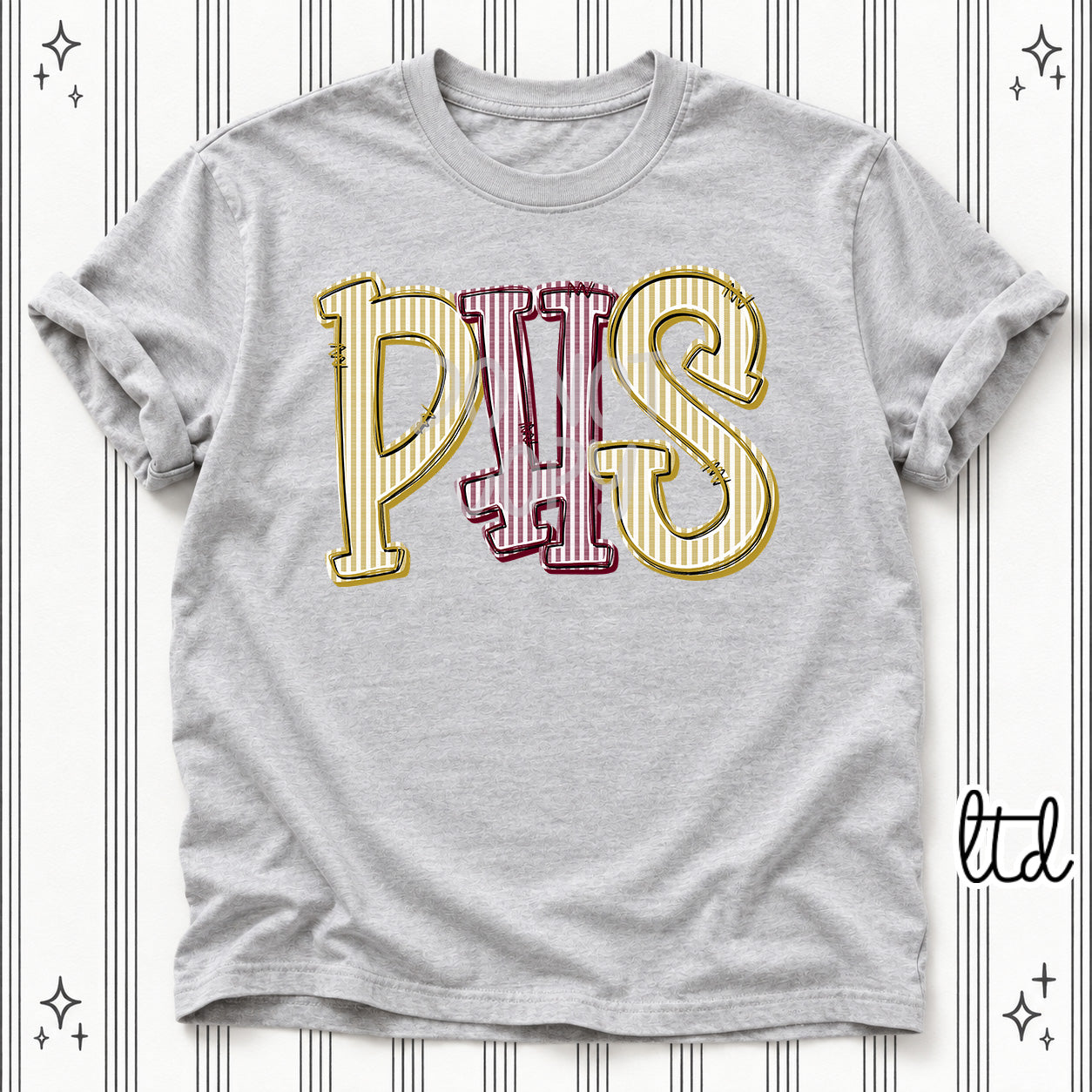 Seersucker Stack Initials PHS Vegas Gold Maroon design