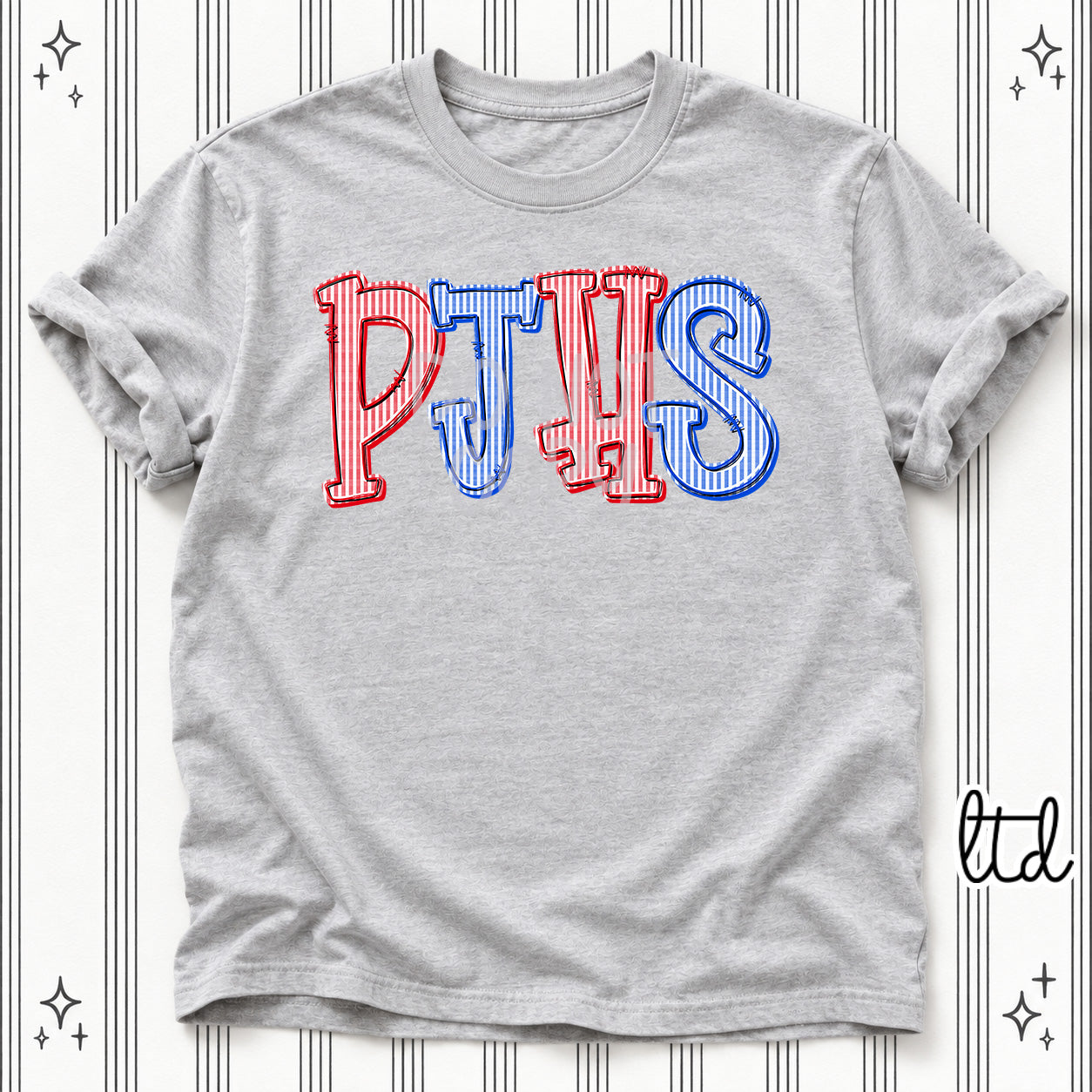Seersucker Stack Initials PJHS Red Royal Blue design