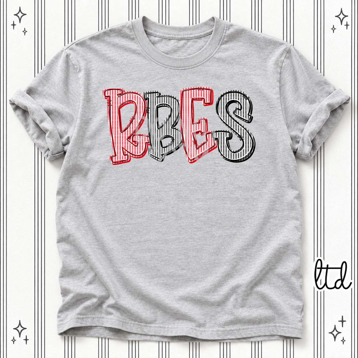 Seersucker Stack Initials RBES Red Black design