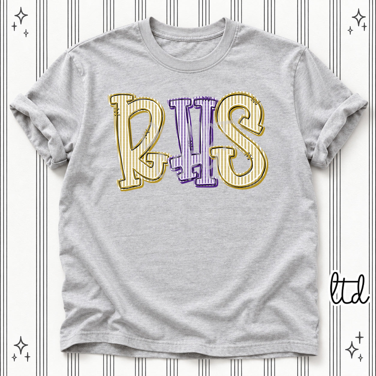Seersucker Stack Initials RHS Vegas Gold Purple design