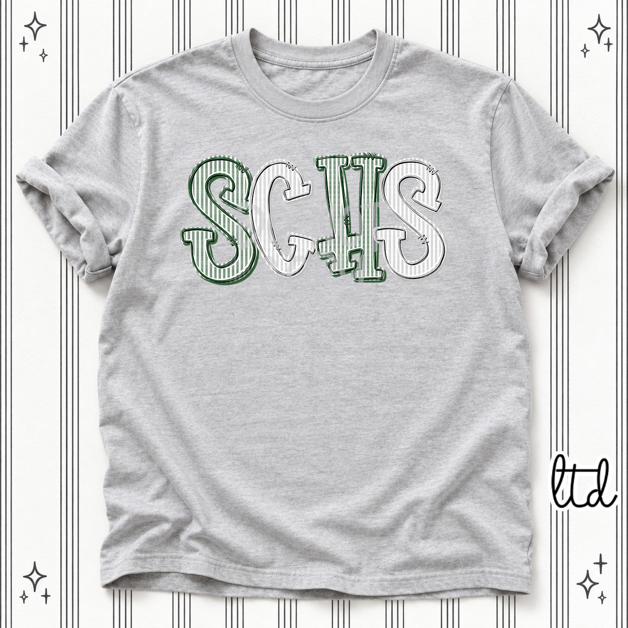 Seersucker Stack Initials SCHS Hunter Green Silver design