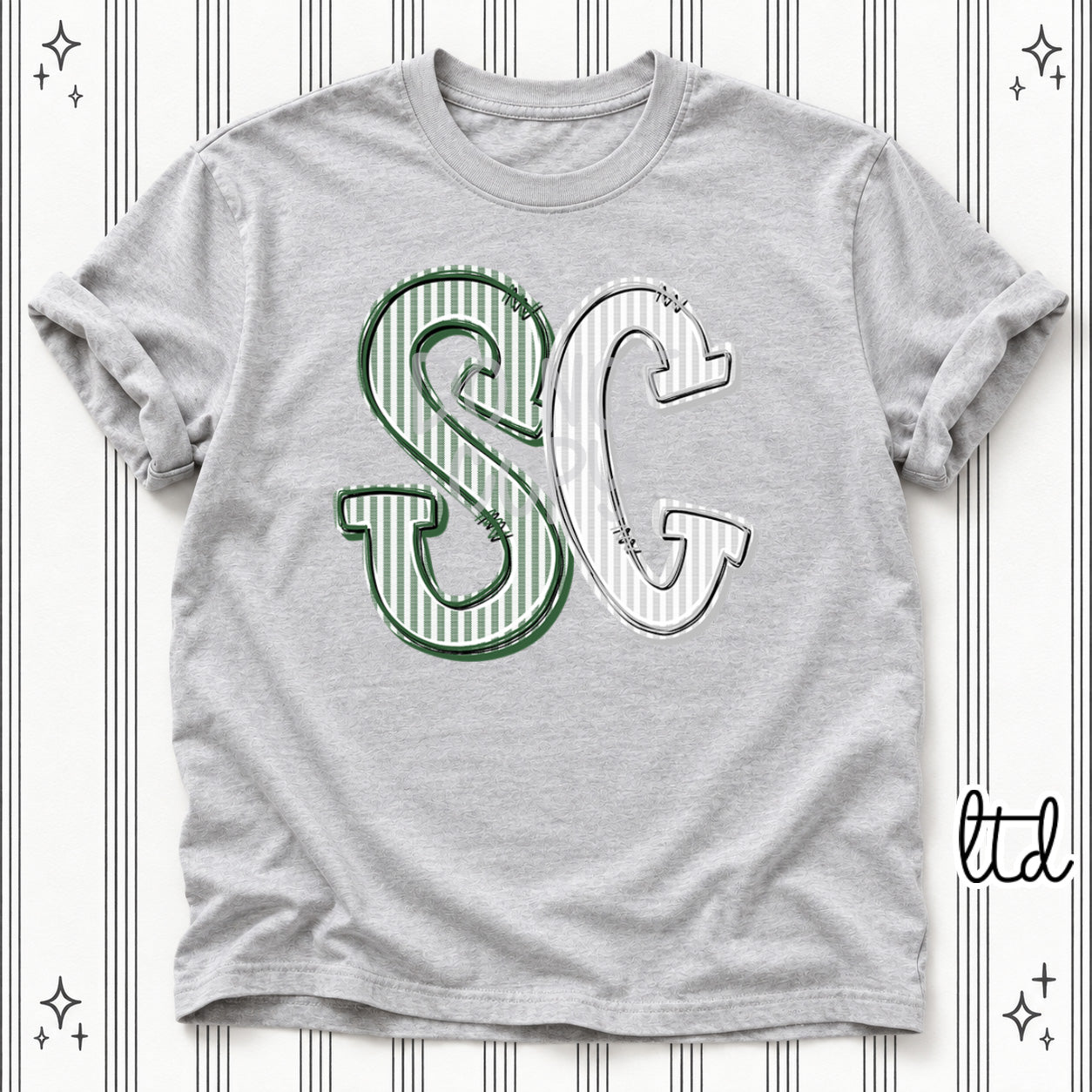 Seersucker Stack Initials SC Hunter Green Silver design