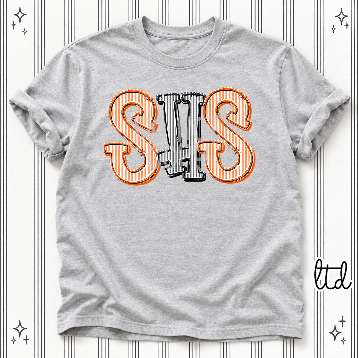 Seersucker Stack Initials SHS Orange Black design