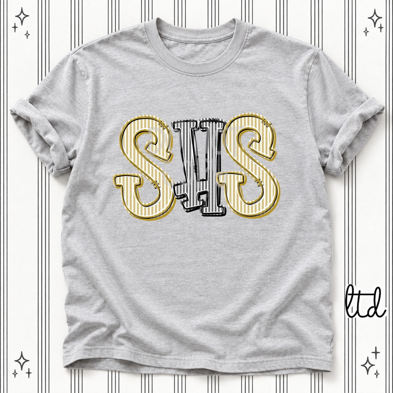 Seersucker Stack Initials SHS Vegas Gold Black design