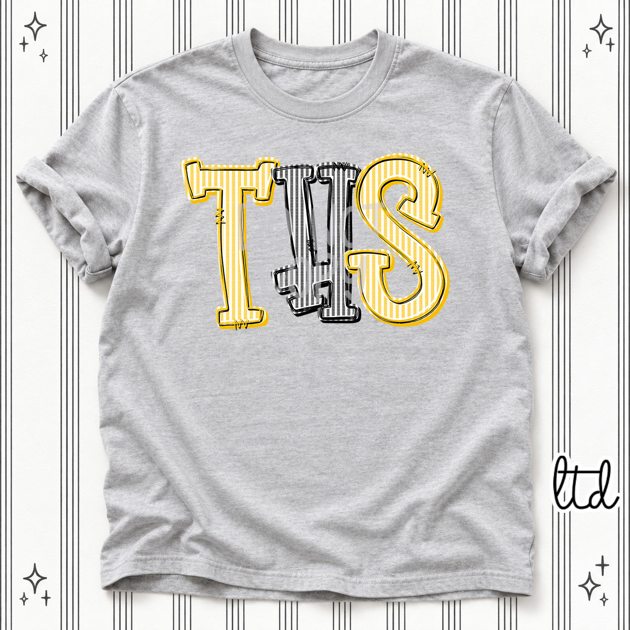 Seersucker Stack Initials THS Yellow Gold Black design
