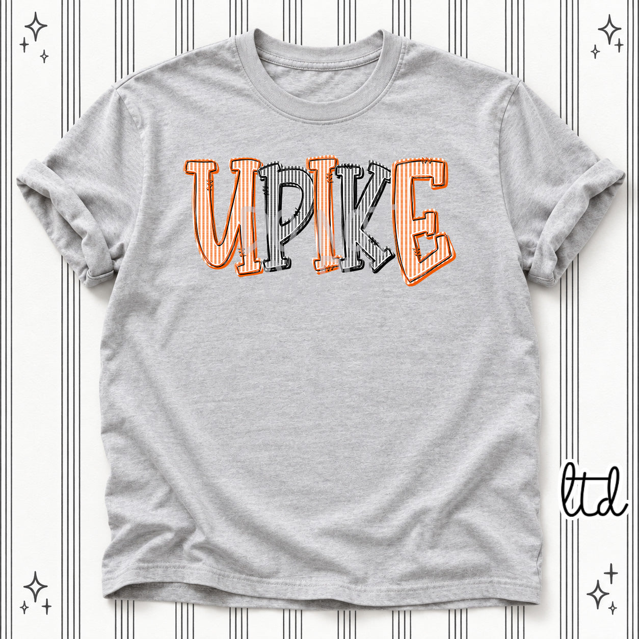 Seersucker Stack Initials UPIKE Orange Black design