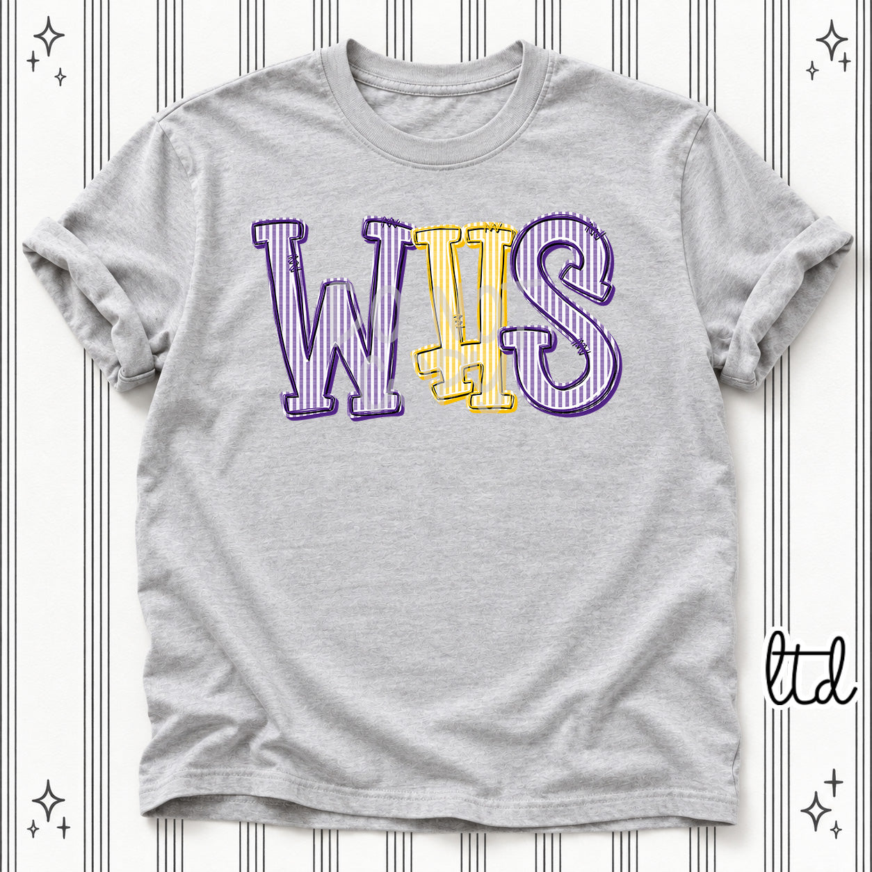 Seersucker Stack Initials WHS Purple Yellow Gold design