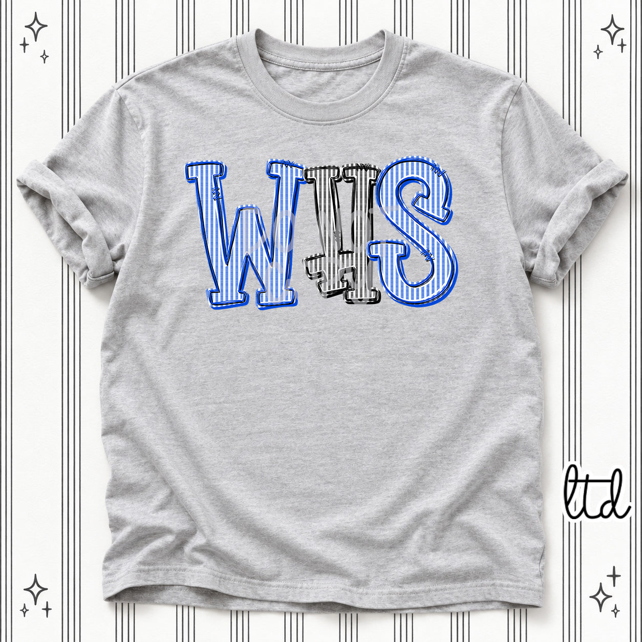 Seersucker Stack Initials WHS Royal Blue Black design