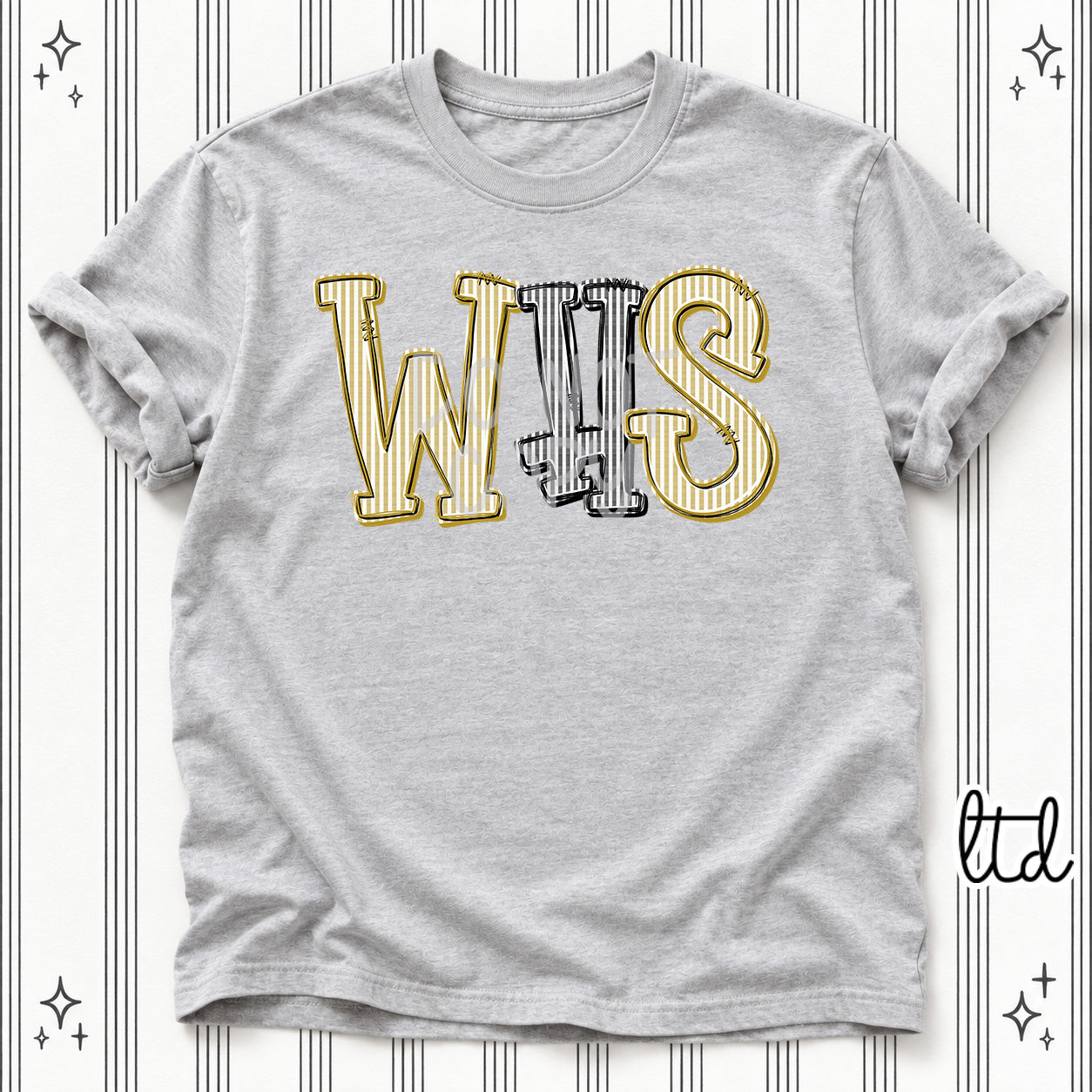 Seersucker Stack Initials WHS Vegas Gold Black design