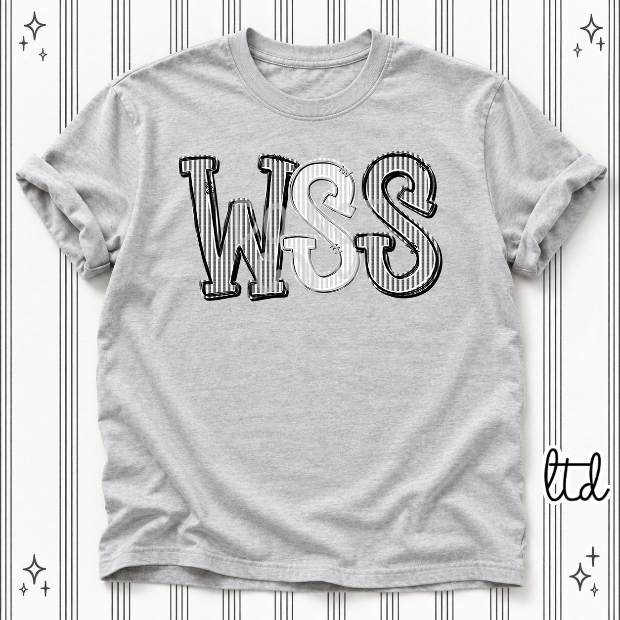 Seersucker Stack Initials WSS Black Silver design