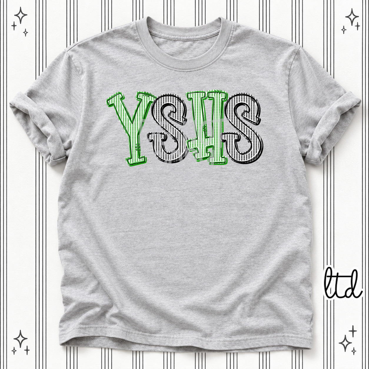 Seersucker Stack Initials YSHS Kelly Green Black design