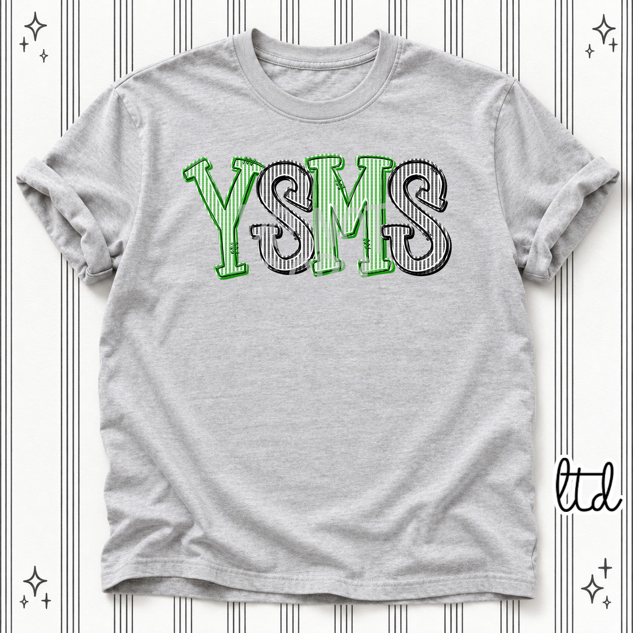Seersucker Stack Initials YSMS Kelly Green Black design
