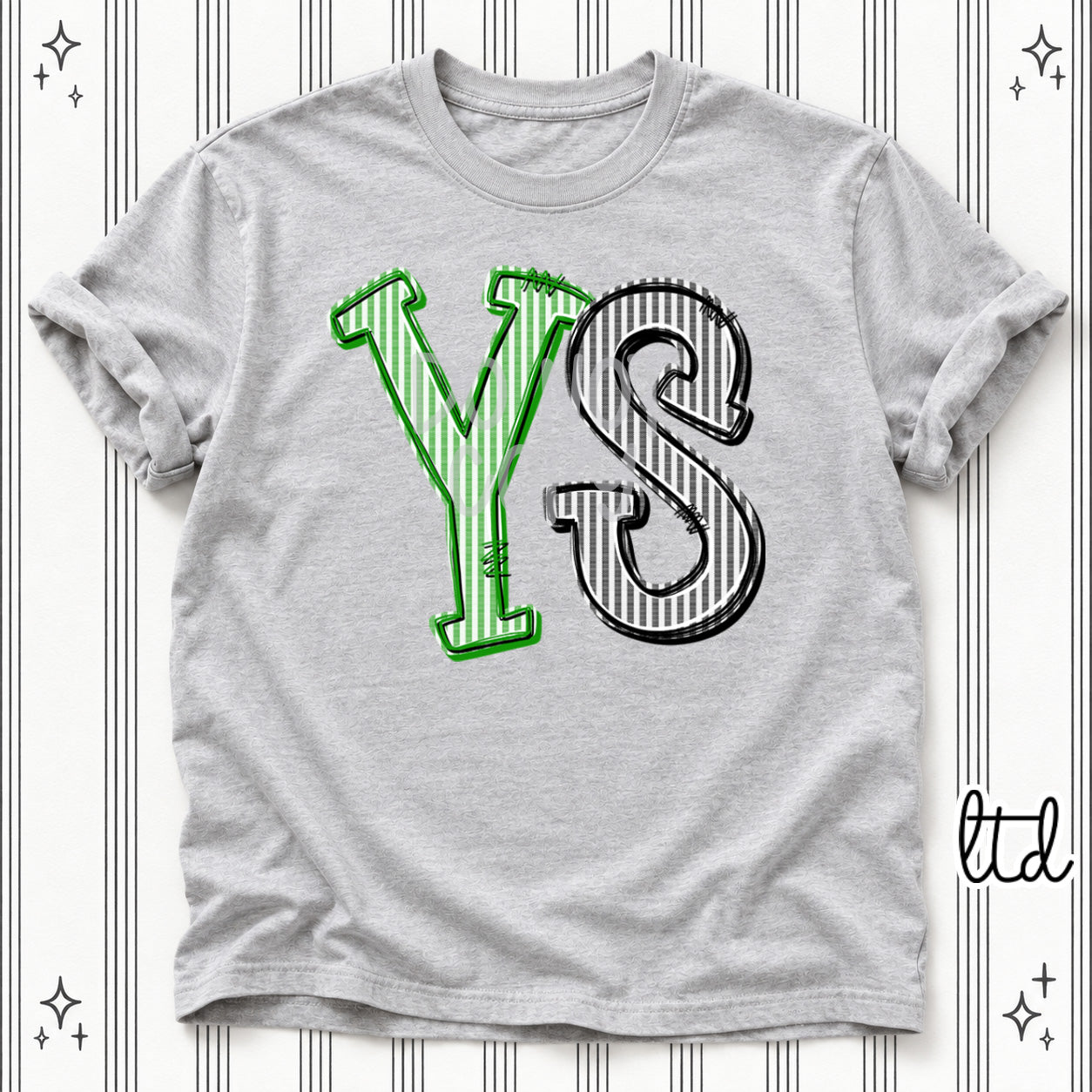 Seersucker Stack Initials YS Kelly Green Black design