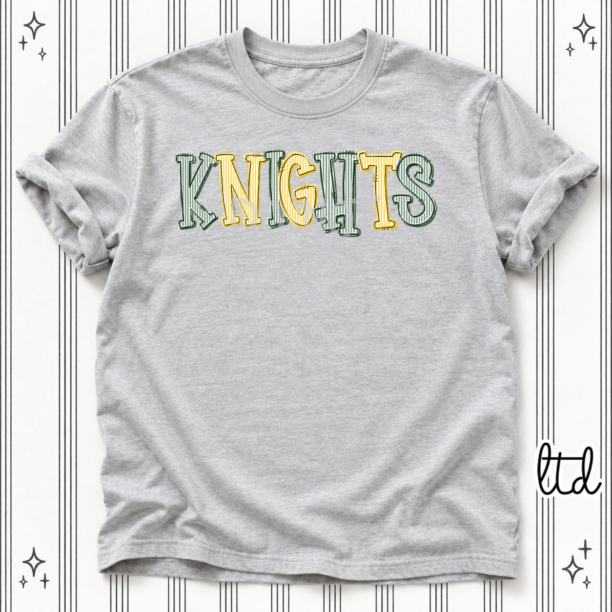 Seersucker Stack Mascots Knights Hunter Green Yellow Gold design