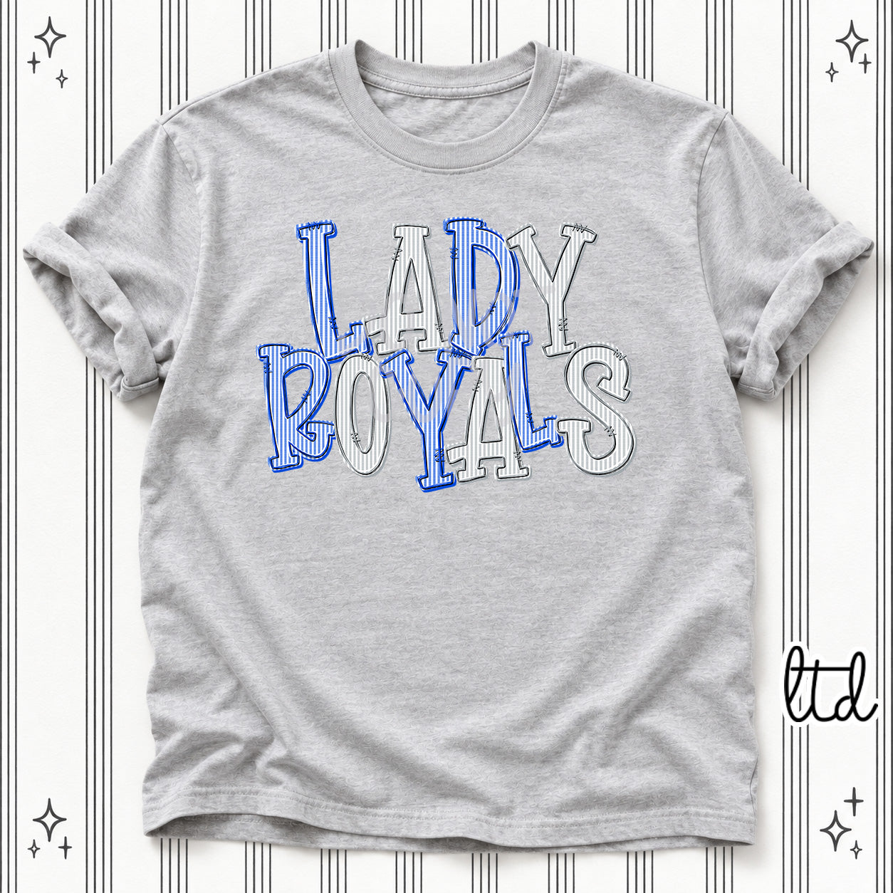 Seersucker Stack Mascots Lady Royals Royal Blue Grey design