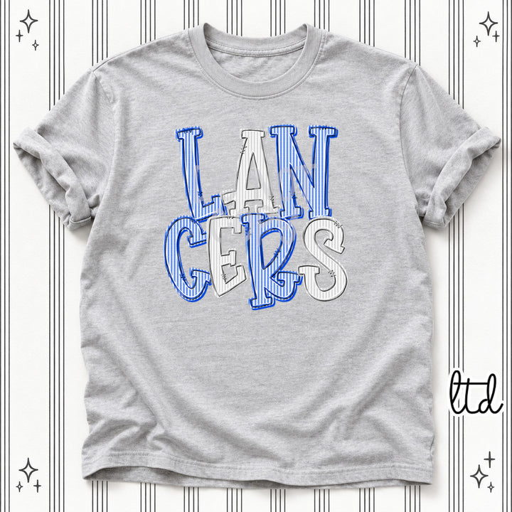 Lancers Royal Blue Silver Seersucker Stack Mascots DTF transfer