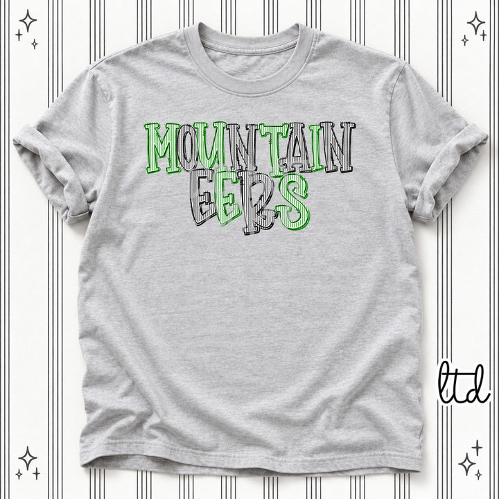 Mountaineers Kelly Green Black Seersucker Stack Mascots DTF transfer