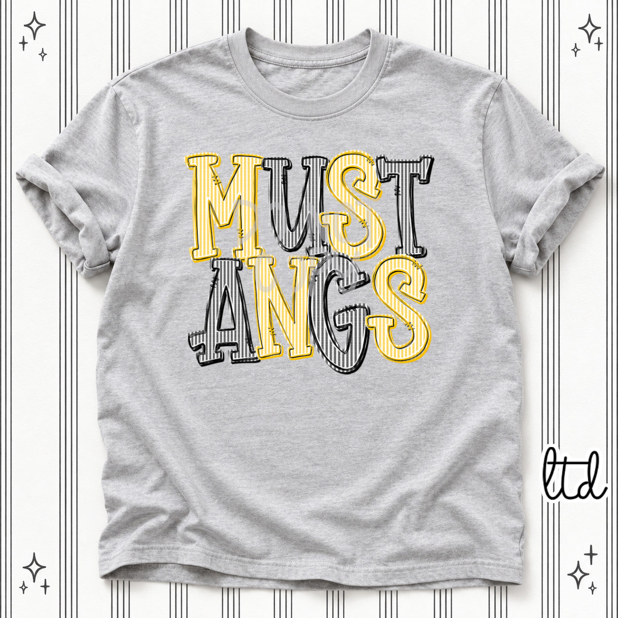 Seersucker Stack Mascots Mustangs Yellow Gold Black design