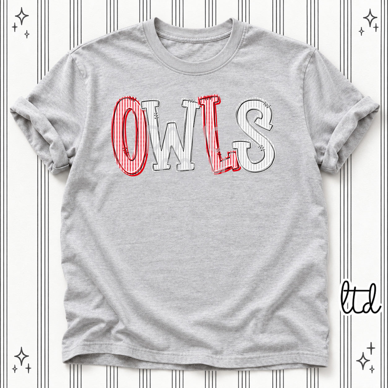 Seersucker Stack Mascots Owls Red Silver design