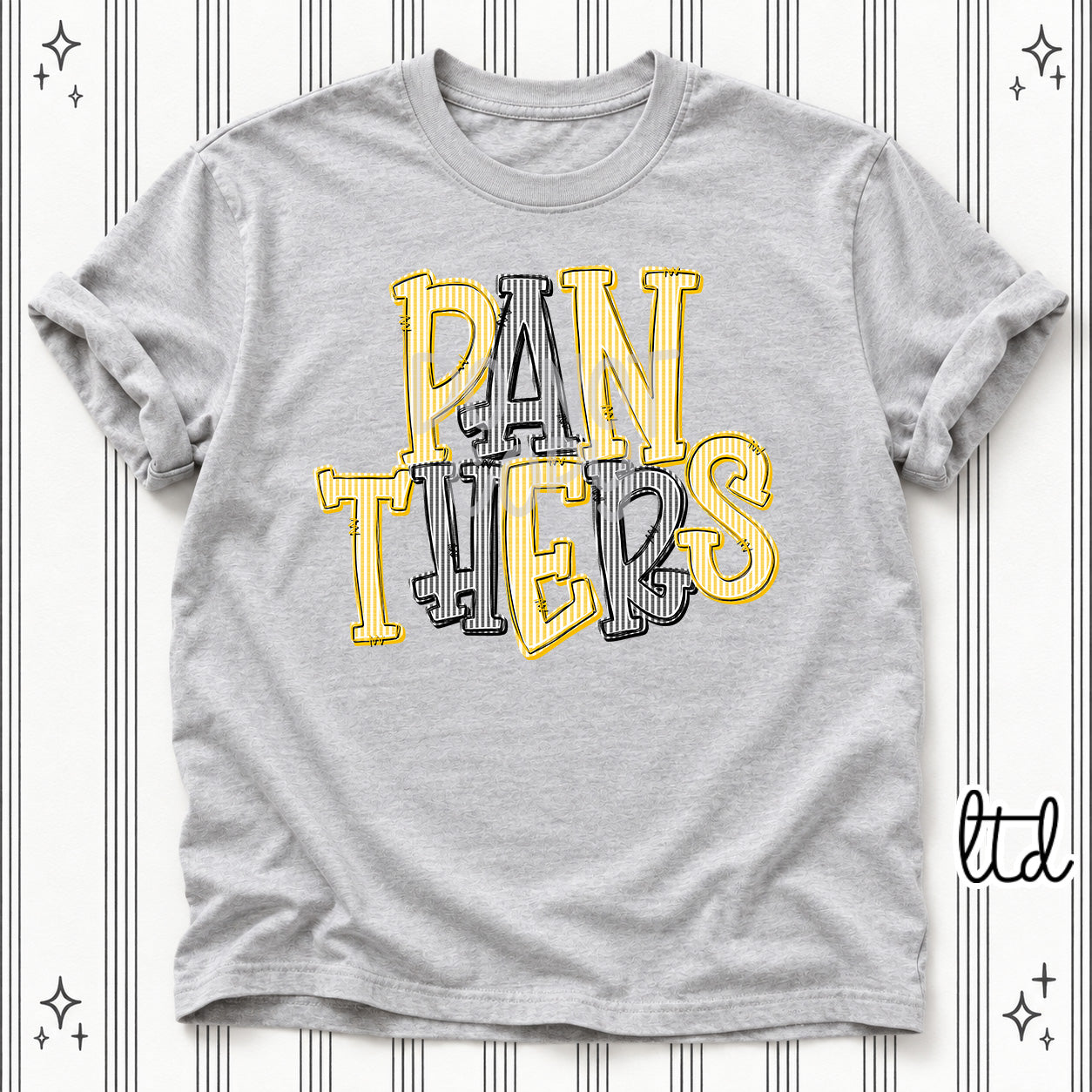 Seersucker Stack Mascots Panthers Yellow Gold Black design