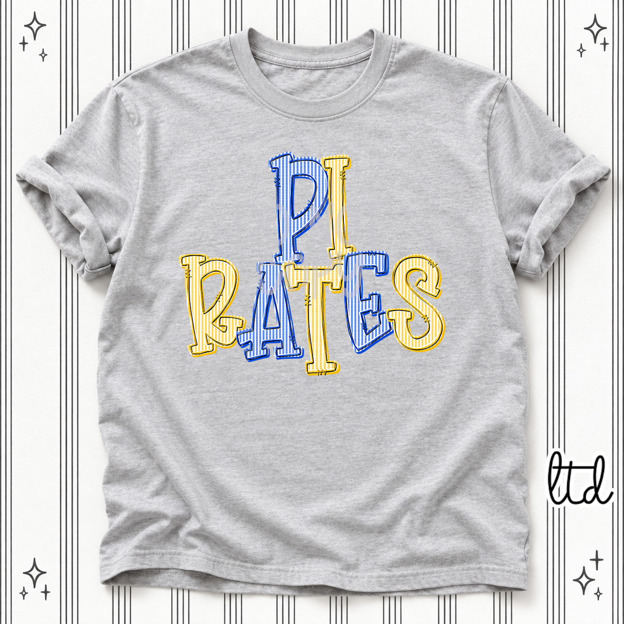 Seersucker Stack Mascots Pirates Royal Blue Yellow Gold design