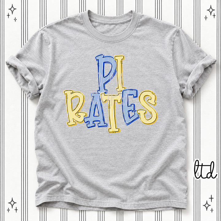Pirates Royal Blue Yellow Gold Seersucker Stack Mascots DTF transfer