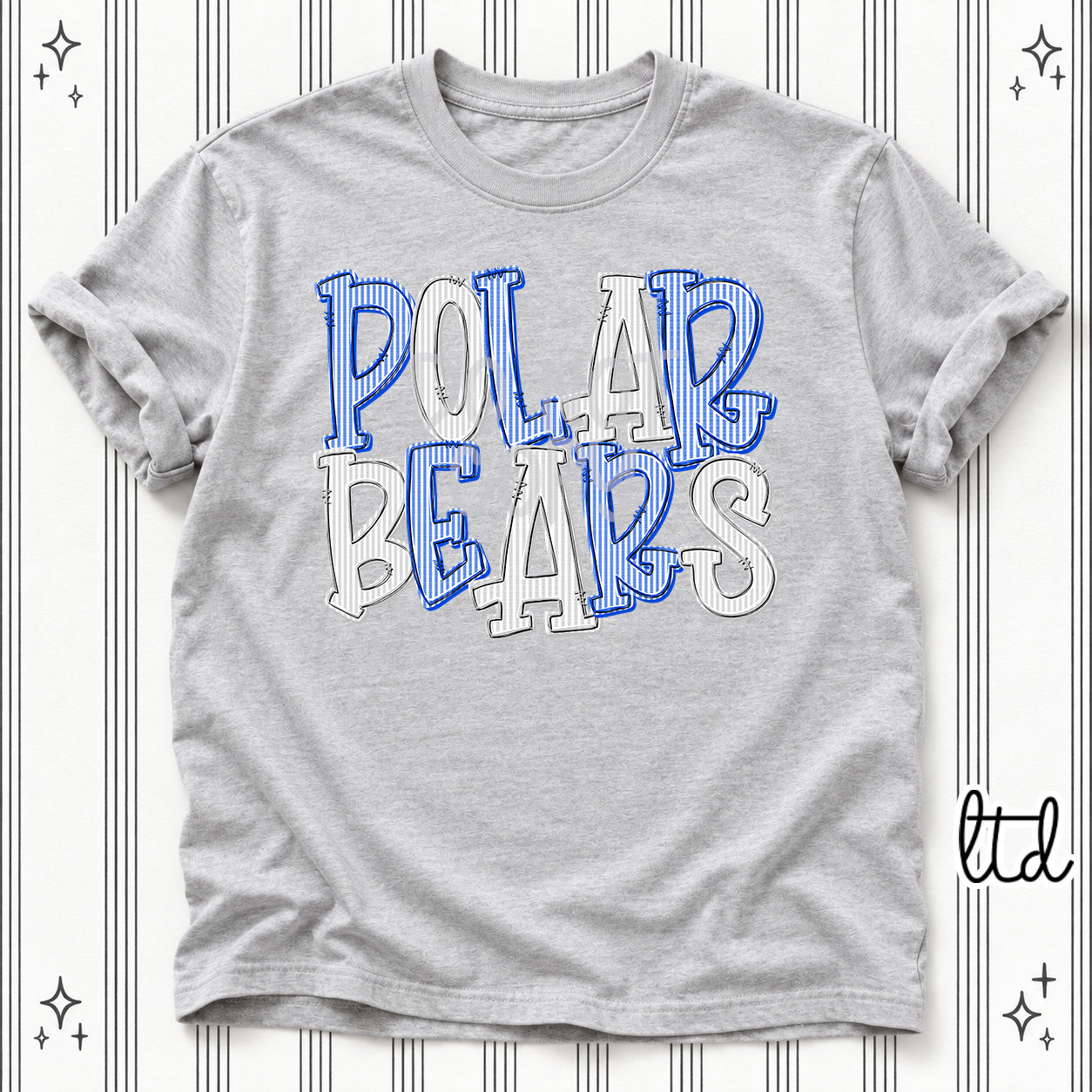 Seersucker Stack Mascots Polar Bears Royal Blue Silver design