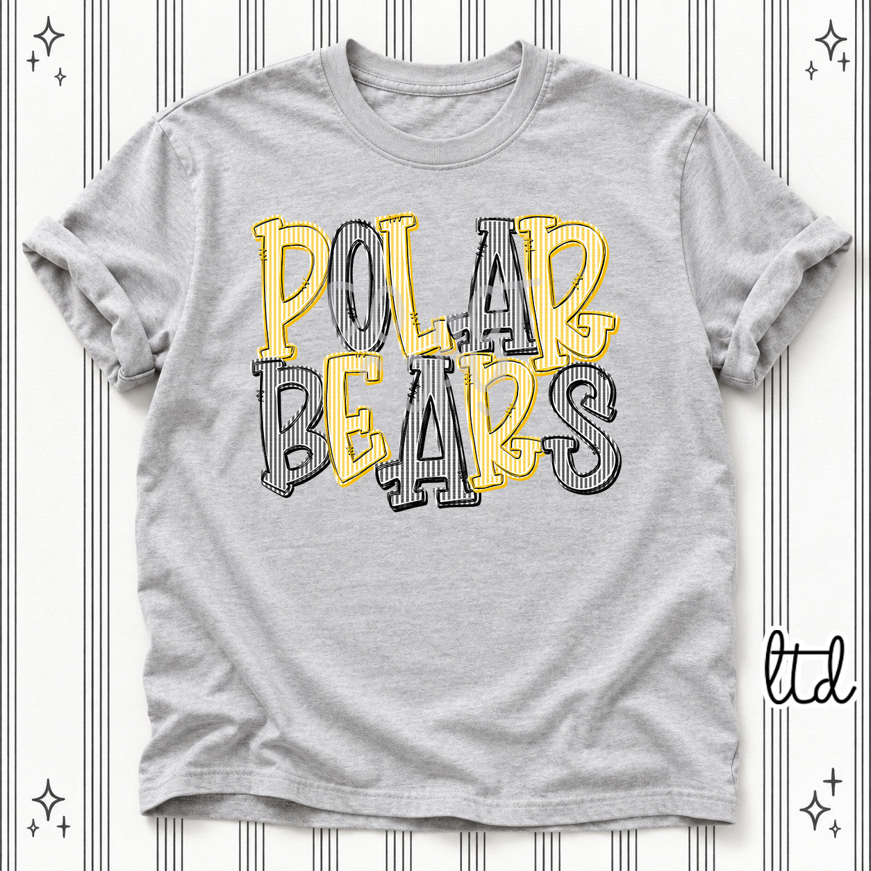 Seersucker Stack Mascots Polar Bears Yellow Gold Black design