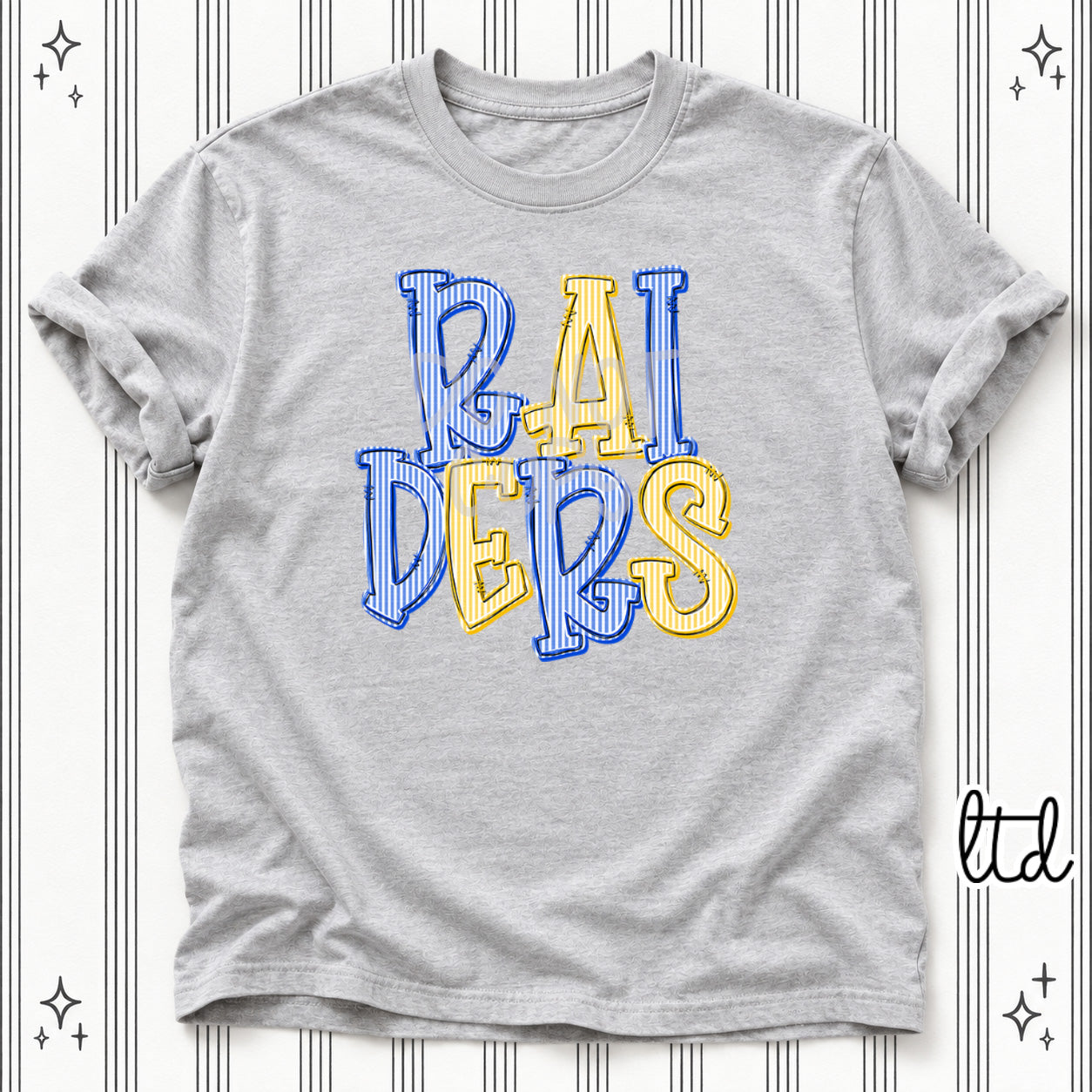 Seersucker Stack Mascots Raiders Royal Blue Yellow Gold design