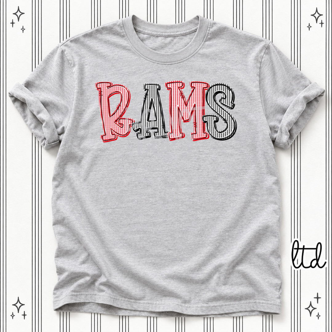 Rams Red Black Seersucker Stack Mascots DTF transfer