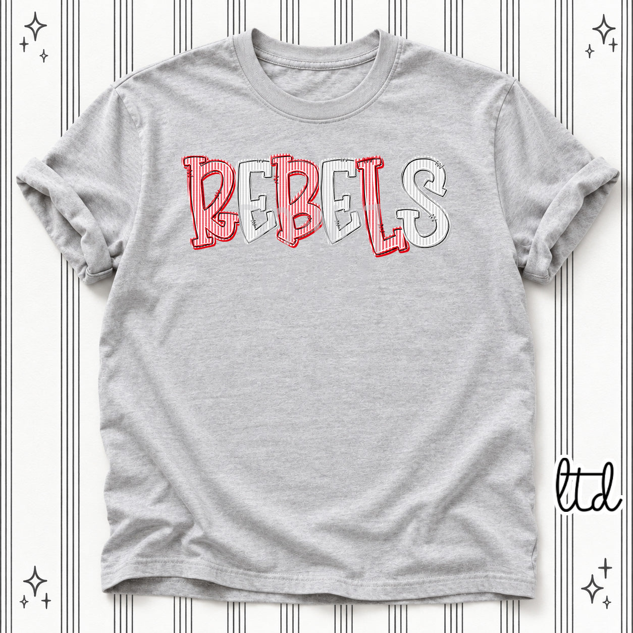 Seersucker Stack Mascots Rebels Red Silver design