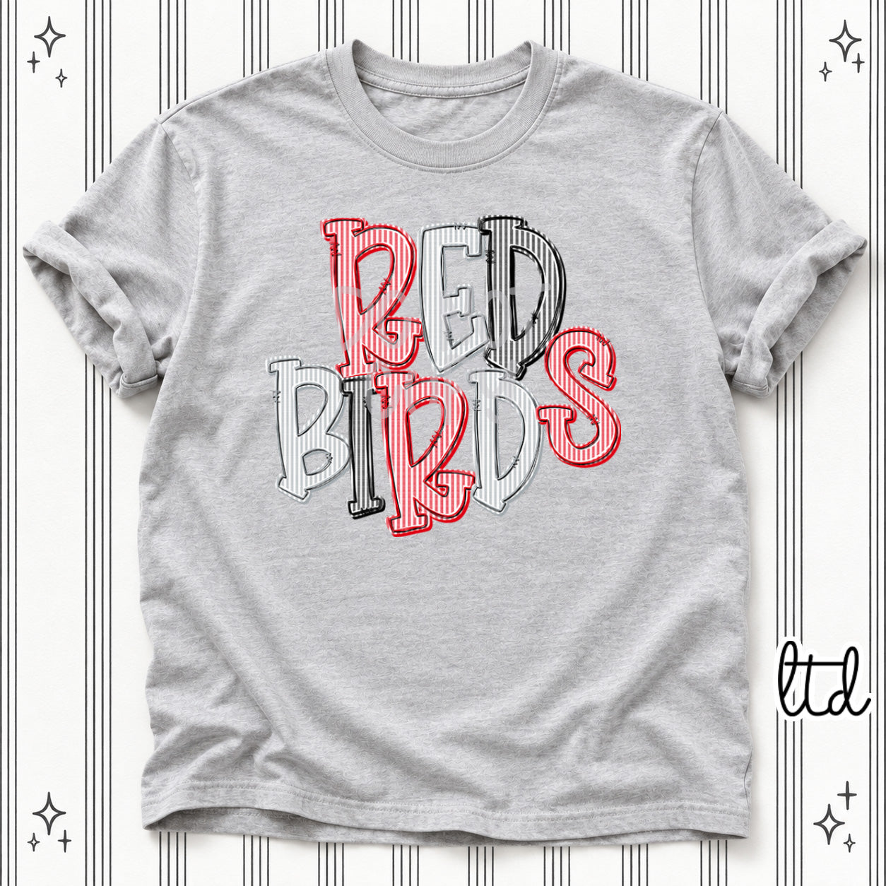 Seersucker Stack Mascots Redbirds Red Grey Black design