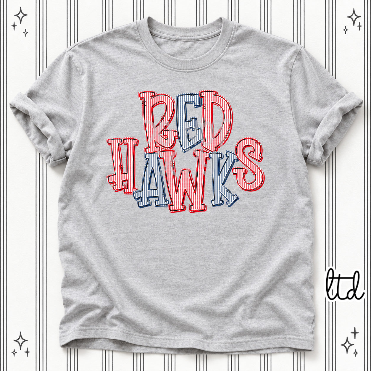 Seersucker Stack Mascots Red Hawks Red Navy design