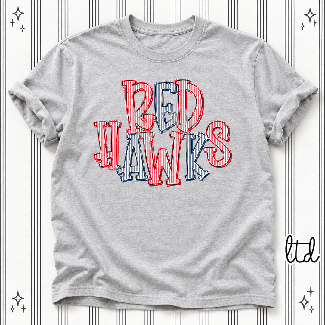 Red Hawks Red Navy Seersucker Stack Mascots DTF transfer
