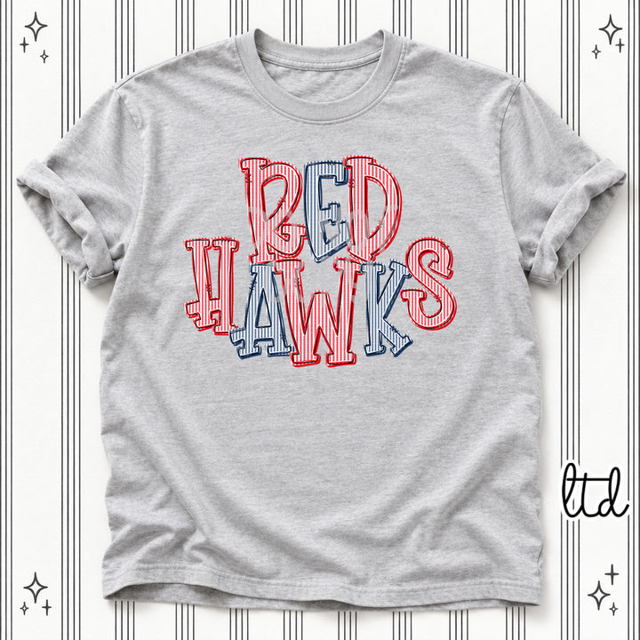Red Hawks Red Navy Seersucker Stack Mascots DTF transfer