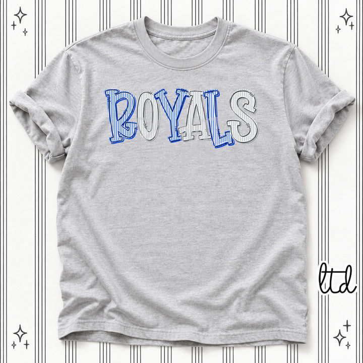 Royals Royal Blue Grey Seersucker Stack Mascots DTF transfer